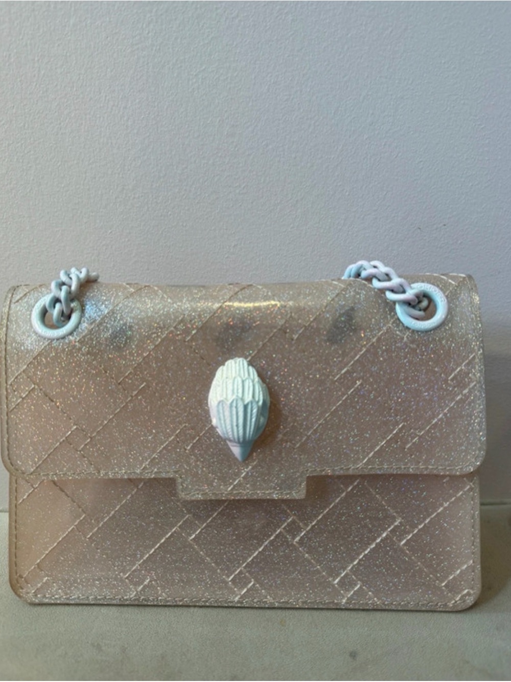 Kurt Geiger Glitter Pink Shoulder Bag with Shell Clasp